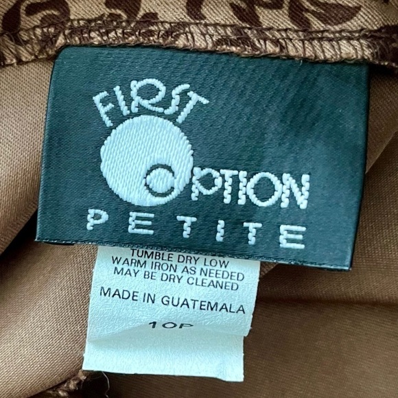 First Option Petites Size 10P Brown Business Casual Pants Boho Chic Vintage Gift - Picture 6 of 7